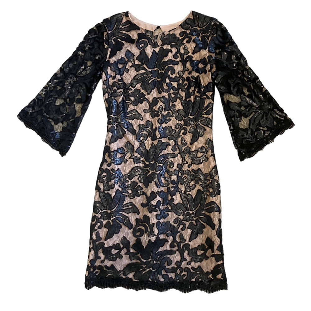 New | Women’s | Black & Nude | Floral Lace Details | Formal Wedding Dress | XS